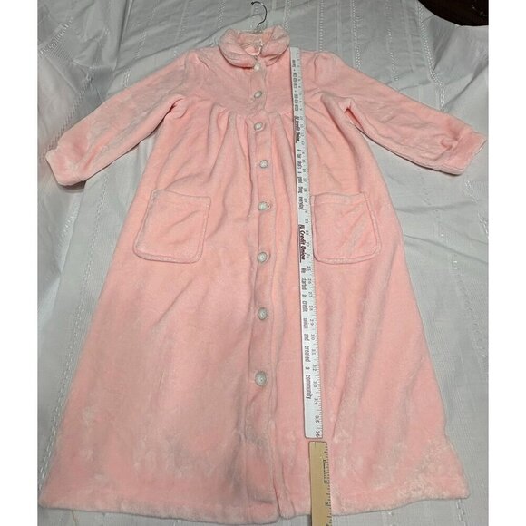 Vintage Vermont Country Store Pink Plush Button-Up Robe Pockets S Peter Pan - Picture 4 of 11